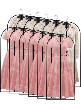 Set of 12 Hanging Garment Bags for Travel & Storage - Zippered Dust Covers for